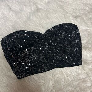 NWOT Express Sexy Stretch Black Sequin Bandeau